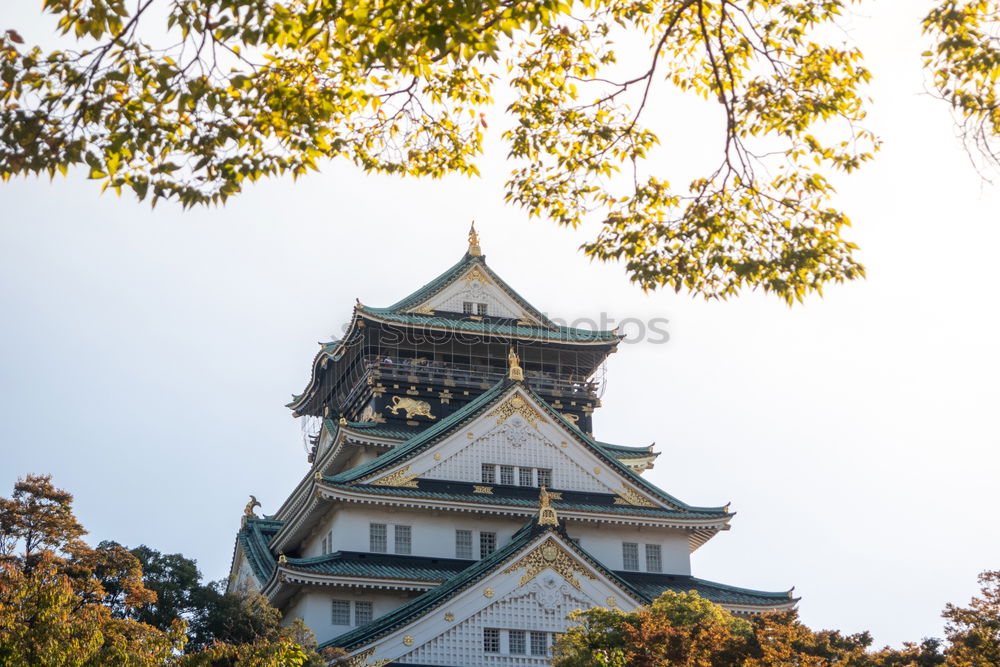 Similar – Oriental temple from below in clouds