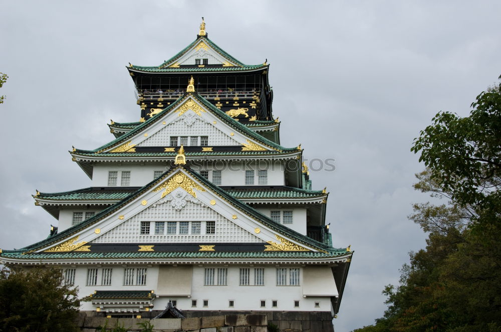 Similar – Oriental temple from below in clouds