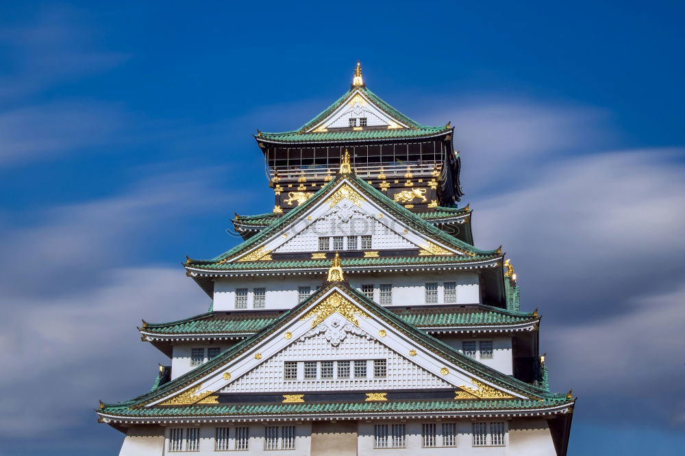 Similar – Oriental temple from below in clouds