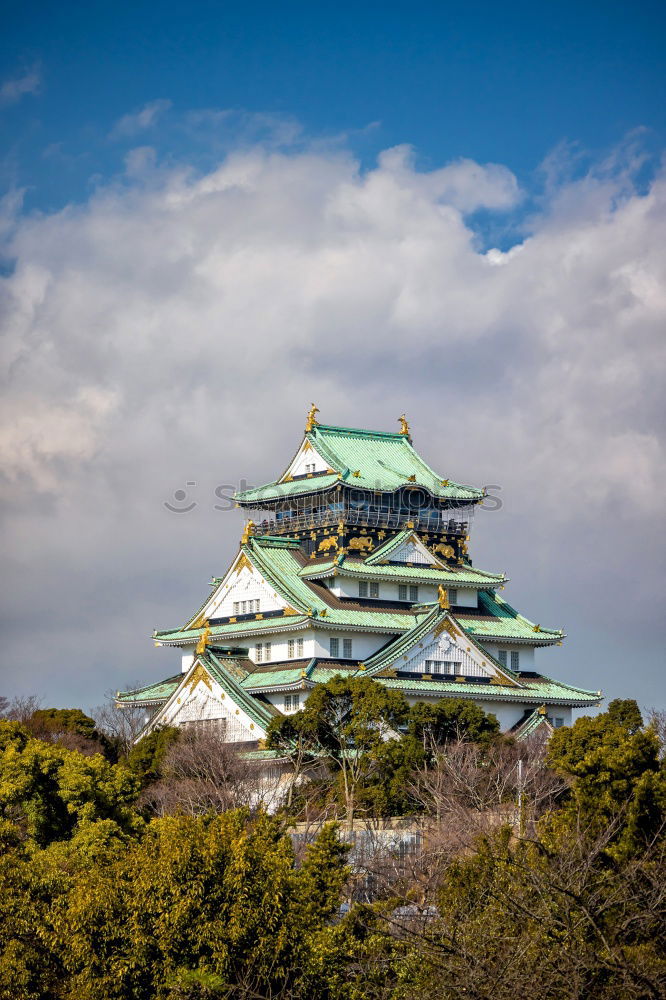 Similar – Oriental temple from below in clouds