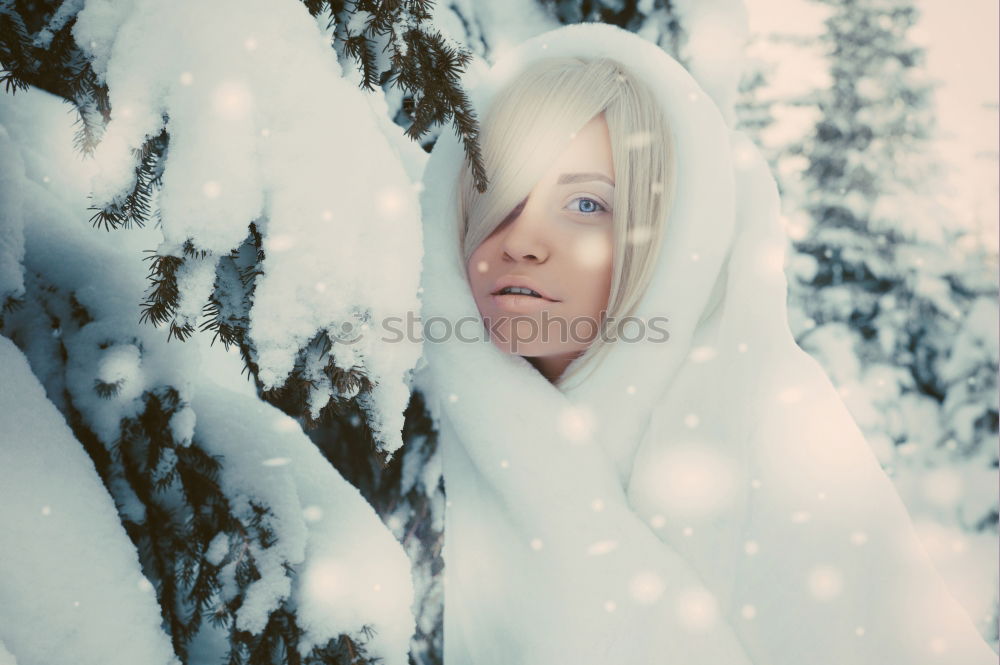 Similar – Young woman sleeping in the snow