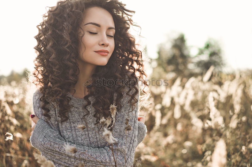 Similar – Image, Stock Photo Dreaming woman in sunlight on nature