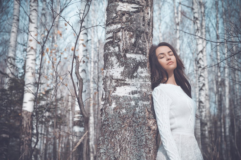 Similar – Beautiful Young Woman Portrait In the Woods