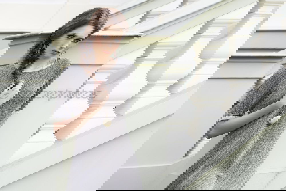 Similar – Image, Stock Photo Woman standing on the street with blur background