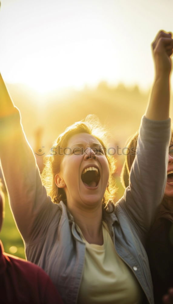 Similar – Image, Stock Photo Black woman with afro hair celebrating with confetti.