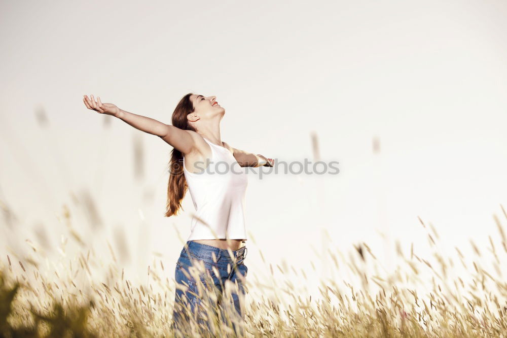 Similar – Image, Stock Photo Young woman dancing in the nature