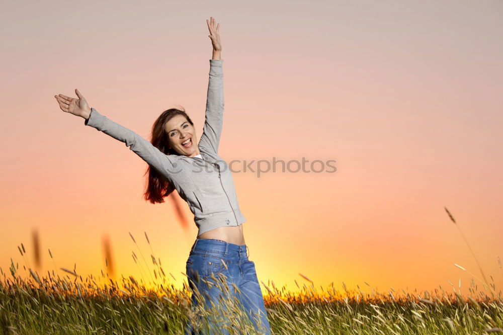 Image, Stock Photo Black woman with afro hair celebrating with confetti.