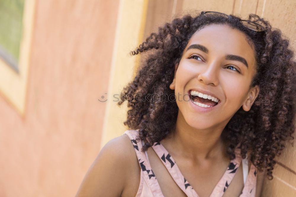 Similar – Young black woman, afro hairstyle, smiling.