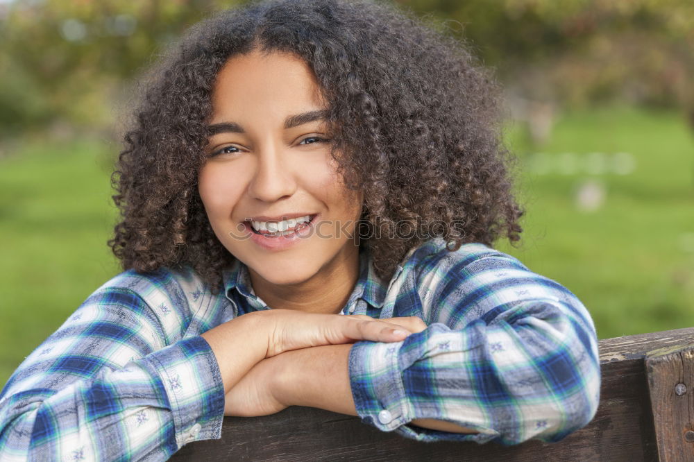 Similar – Image, Stock Photo cheerful black afro woman outdoors