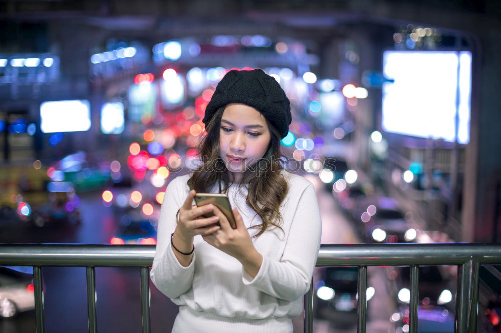 Similar – Image, Stock Photo Woman with smartphone in cafe