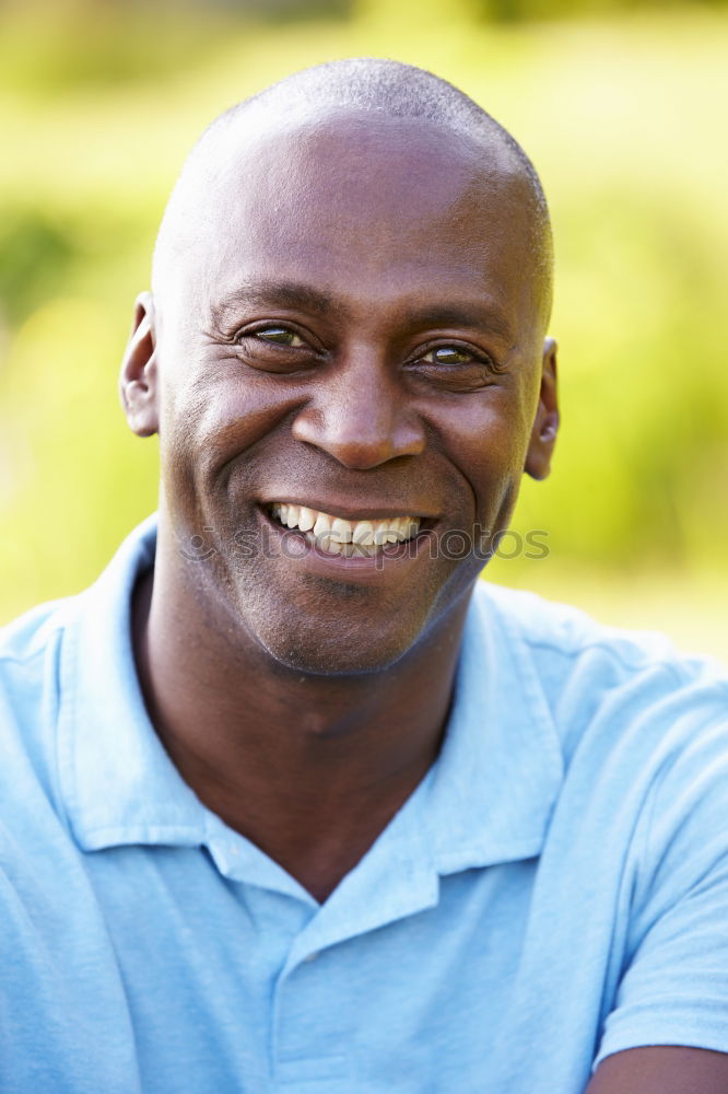 Similar – Image, Stock Photo Black man smiling and sitting in urban steps