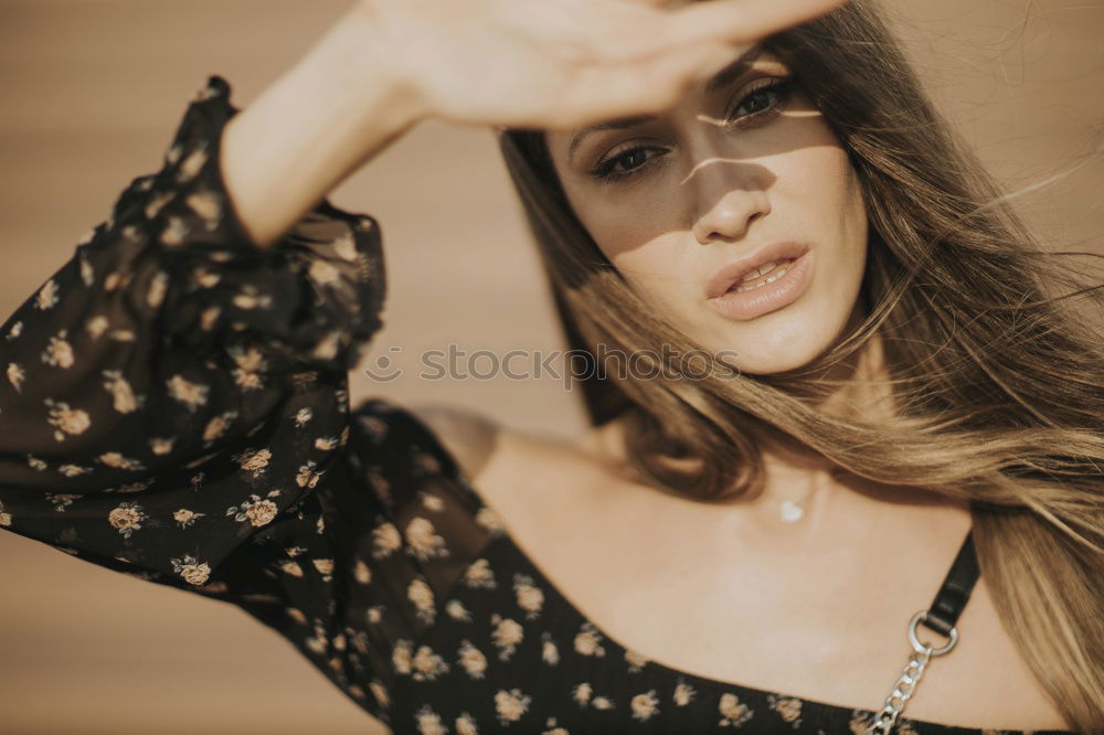 Similar – Stylish woman on park bench