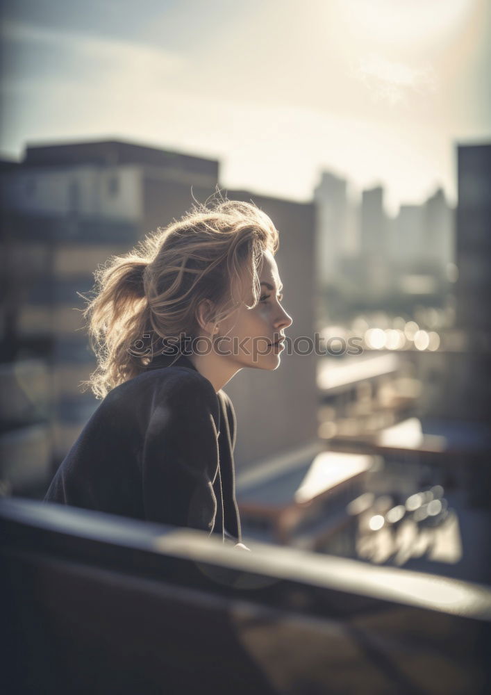 Similar – Image, Stock Photo Young woman is looking at polaroid picture at the beach