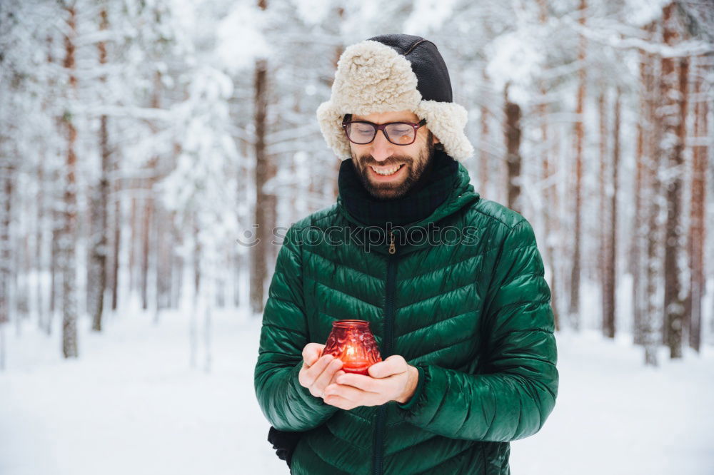 Image, Stock Photo beautiful young bearded men on winter walk