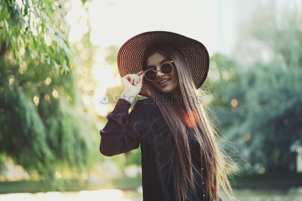 Similar – Image, Stock Photo Young woman in sunny forest