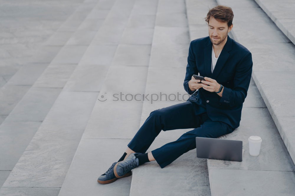 Similar – Image, Stock Photo Young man wearing winter clothes standing in the street