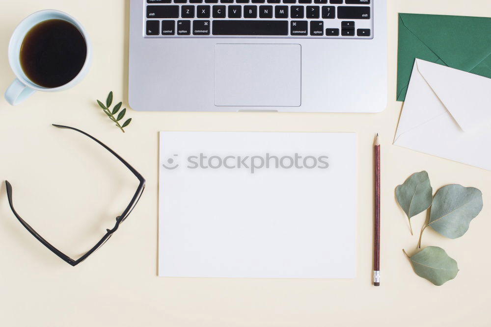 Similar – Flat lay photo of office desk