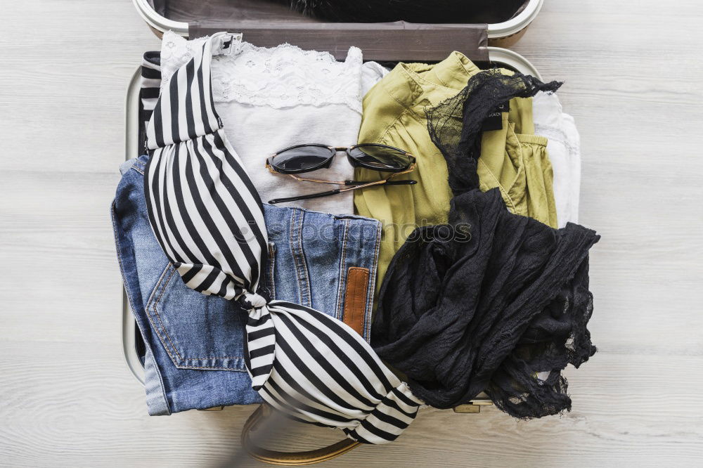 Similar – Image, Stock Photo Packed suitcase for the beach holiday