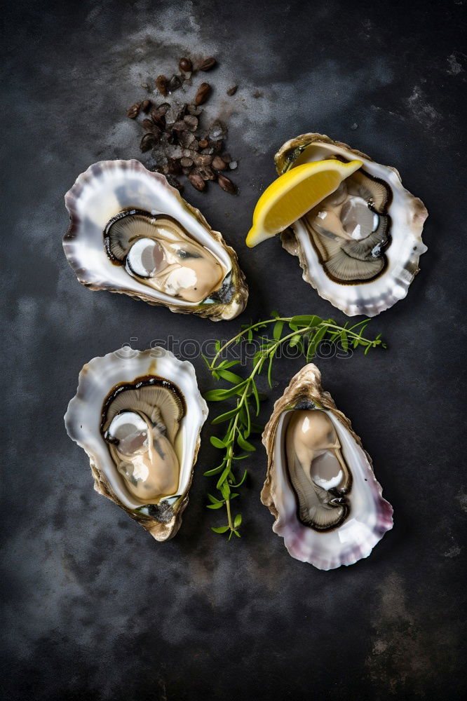 Similar – Image, Stock Photo Oysters with lemon and oyster knife