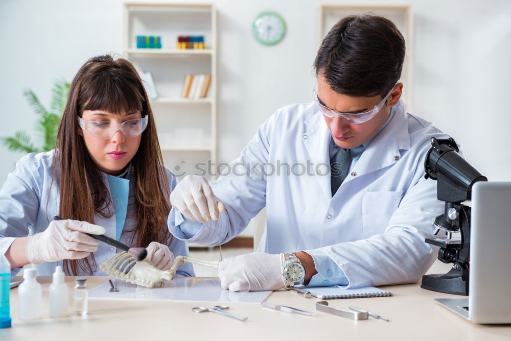 Similar – Image, Stock Photo Woman with papers in lab