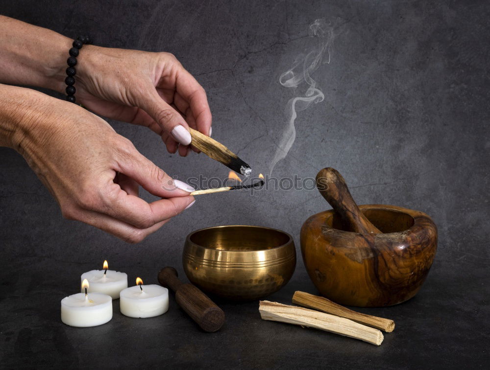 Similar – Image, Stock Photo copper singing bowl and a wooden stick