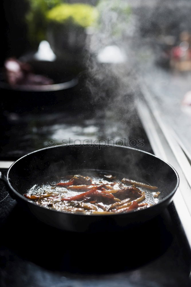 Similar – Image, Stock Photo spaghetti carbonara in a pan, cooking, kitchen, delicious