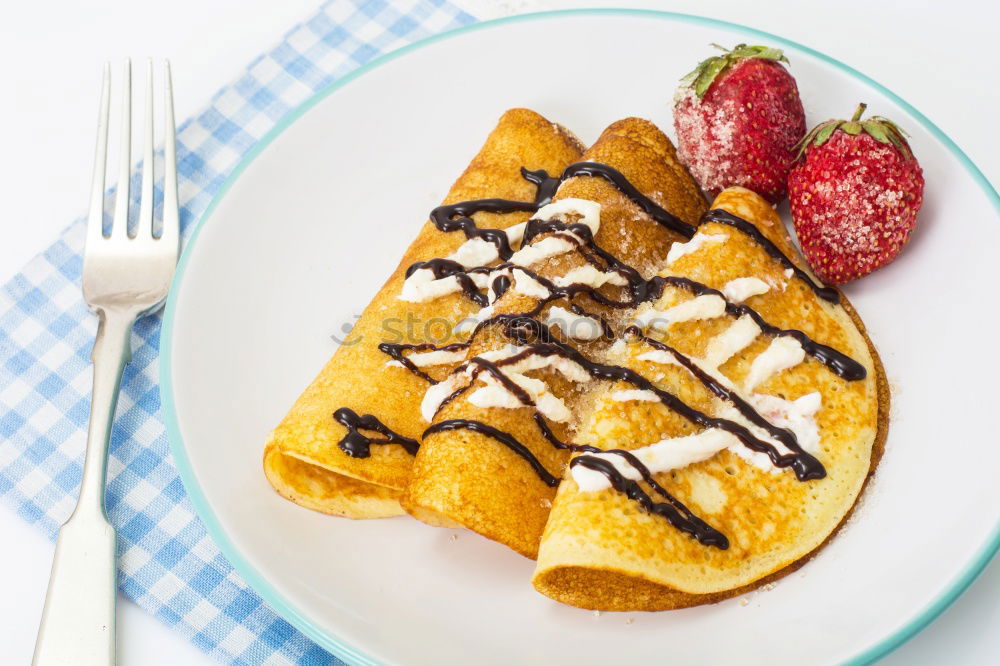 Image, Stock Photo Breakfast belgian with waffles with ice cream