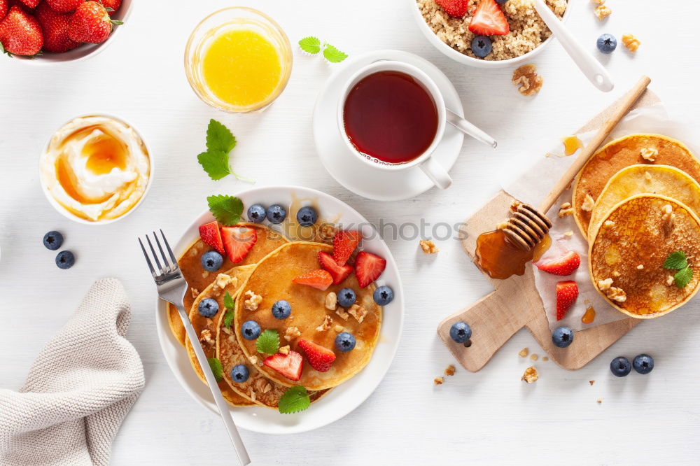 Similar – Image, Stock Photo Breakfast belgian with waffles with ice pattern