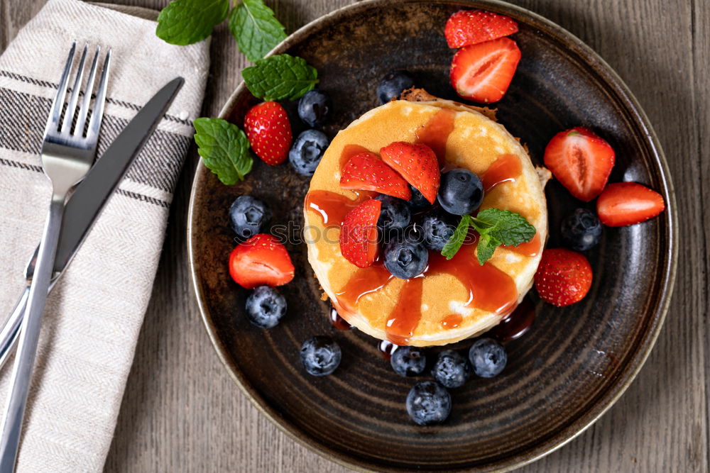 Similar – Image, Stock Photo French toast with berries, syrup and sour cream