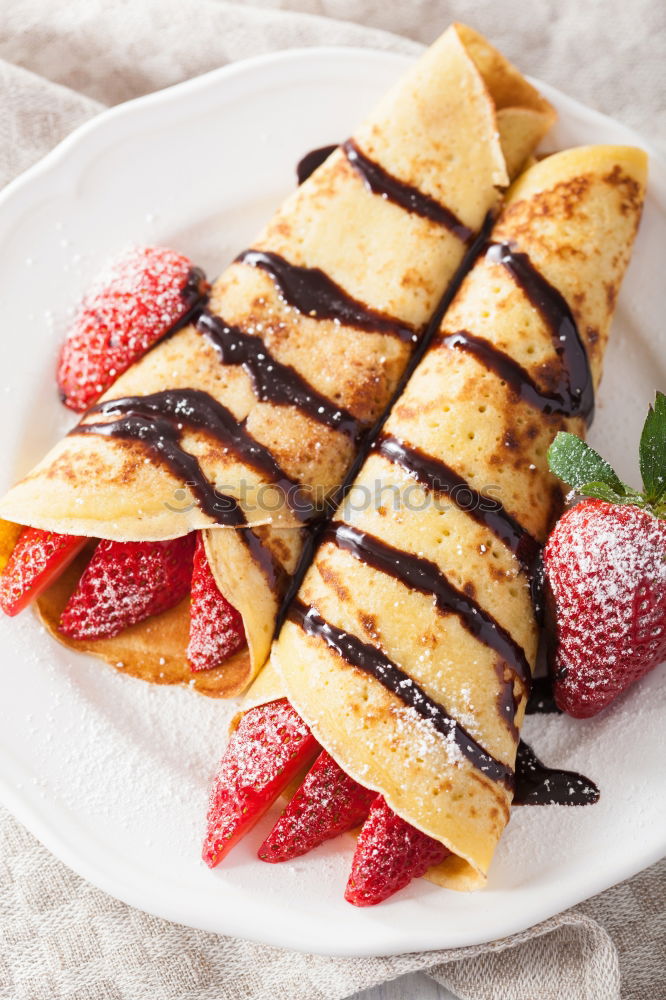 Similar – Image, Stock Photo Breakfast belgian with waffles with ice cream