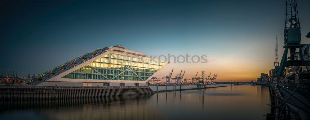 Similar – View over the Elbe to the Elbphilharmonie, skyline with ships and buildings at the waterfront