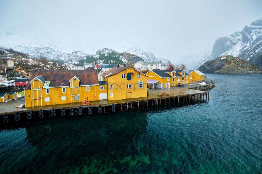 Similar – Image, Stock Photo Houses on lake shore Lake