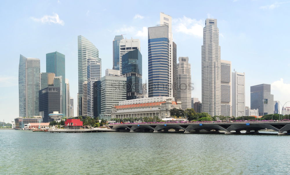 Similar – Image, Stock Photo Modern city skyline in sunlight