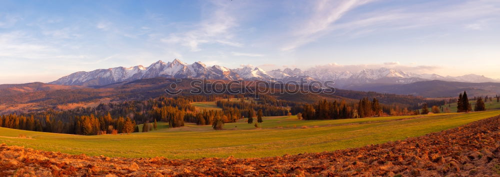 Image, Stock Photo Panorama of snowy Tatra mountains in spring, south Poland