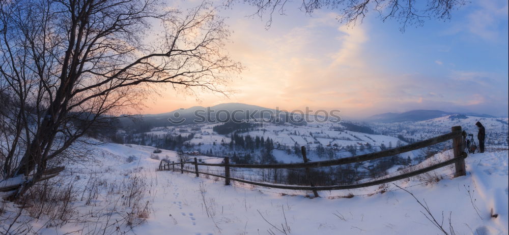 Similar – Winter morning in the Rondane, moon, snow, mountain landscape