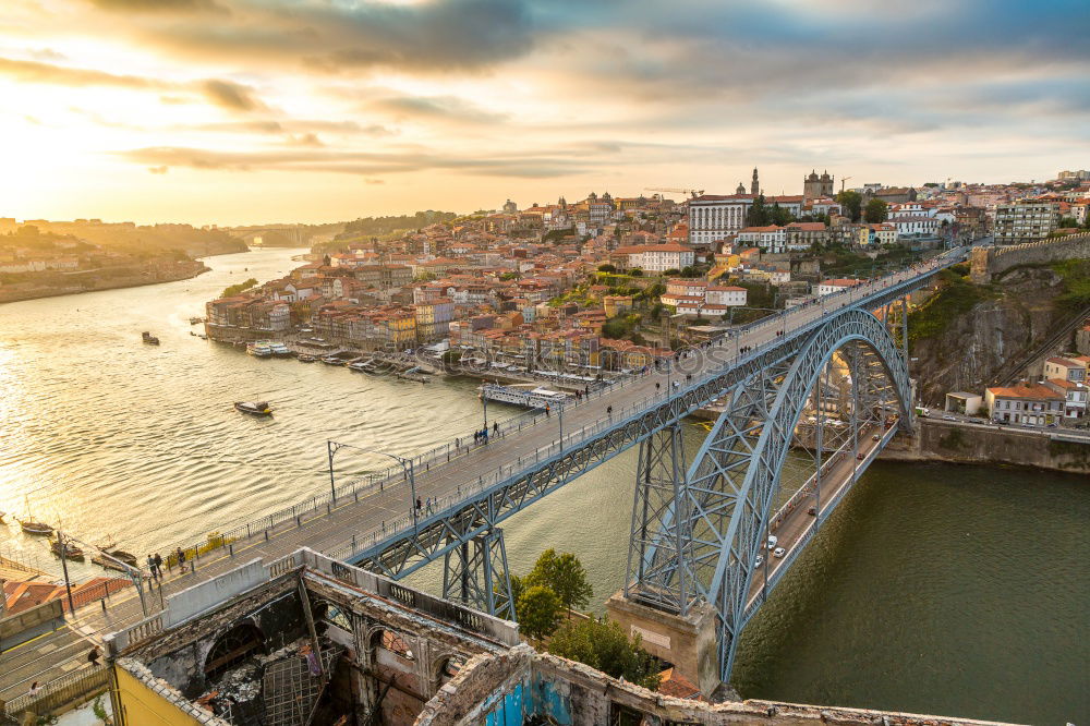 Similar – Aerial cityscape of Porto and Vila Nova da Gaia with connecting bridge, Portugal