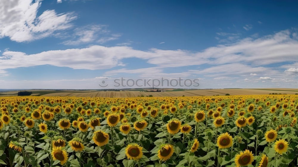 Similar – Sunflower field with house