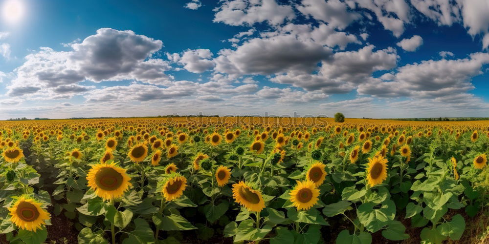 Similar – Sundown in the sunflower field