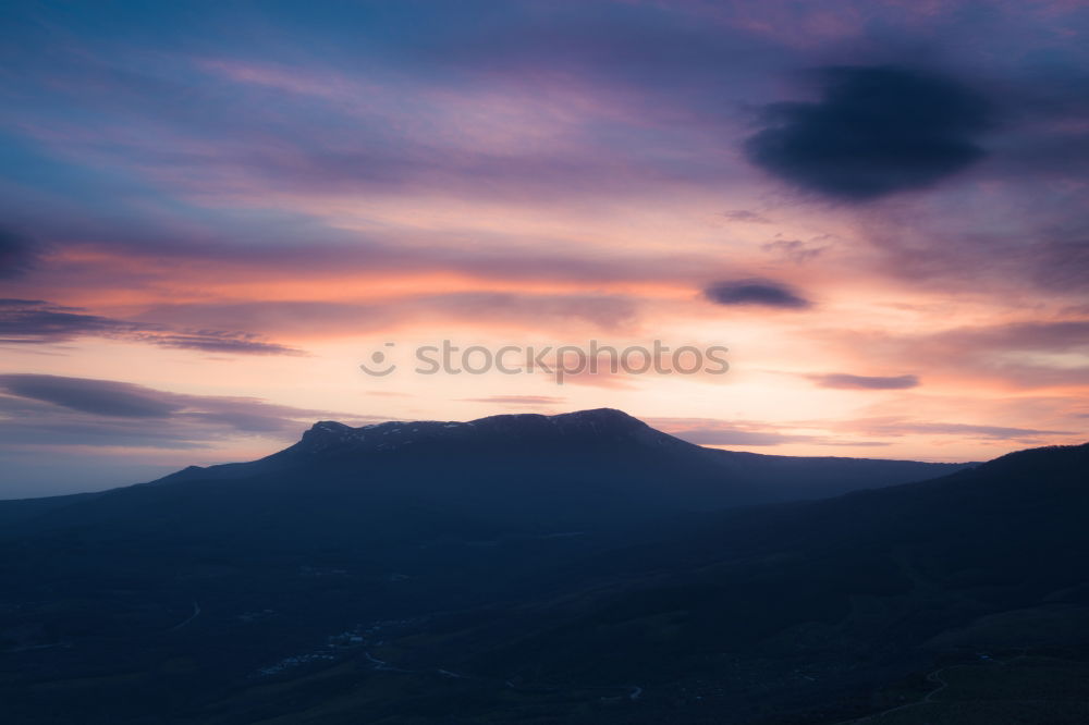 Similar – Image, Stock Photo Nocturnal mountain panorama | Meran Hirzer