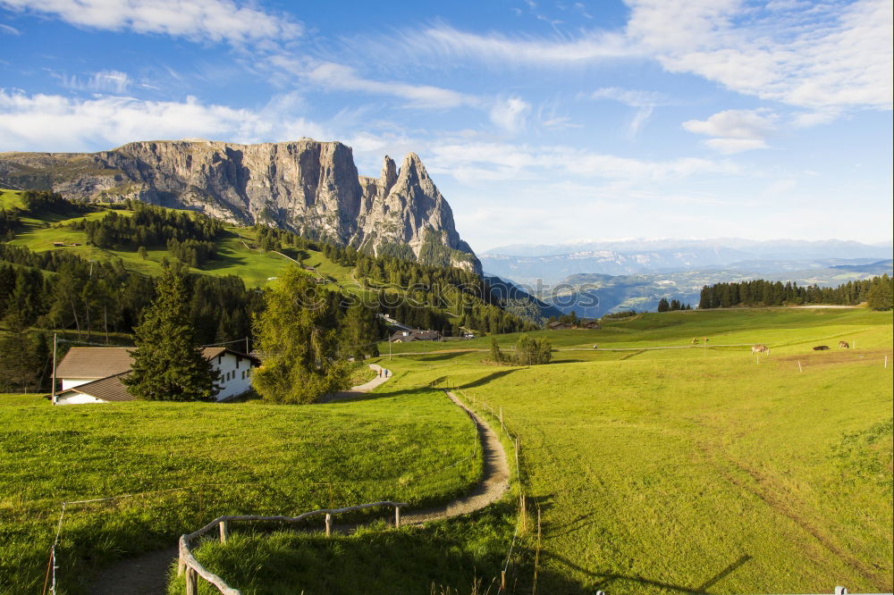 Image, Stock Photo Spring travel in Austria. Green fields