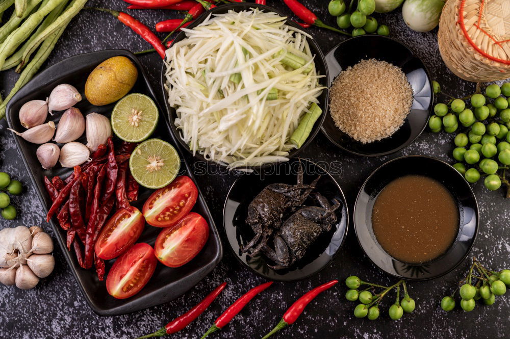 Similar – Asian cooking ingredients with tofu and noodles