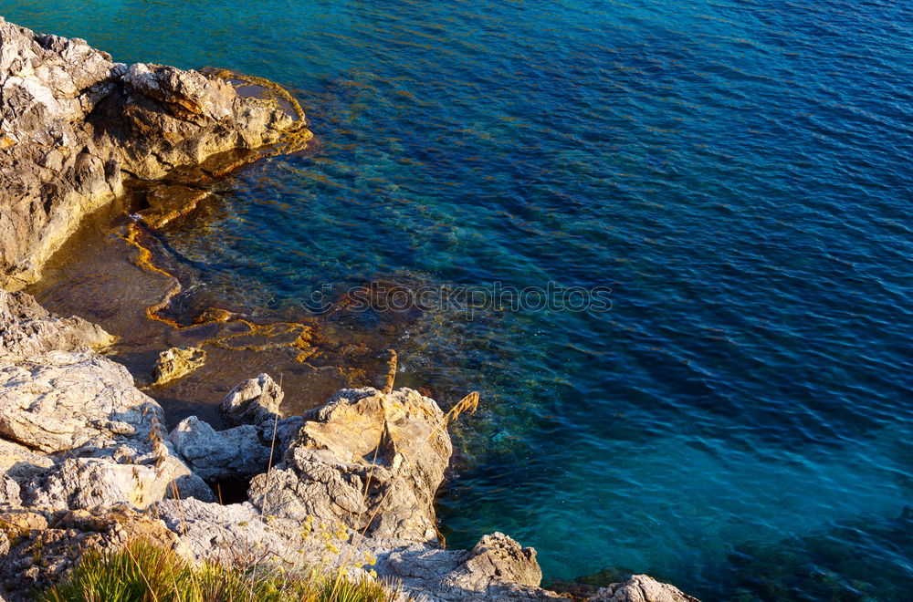 Similar – Blue sea and ship in Menorca, Spain