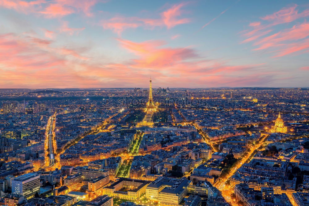 Similar – Drone shot of Paris at golden sunset