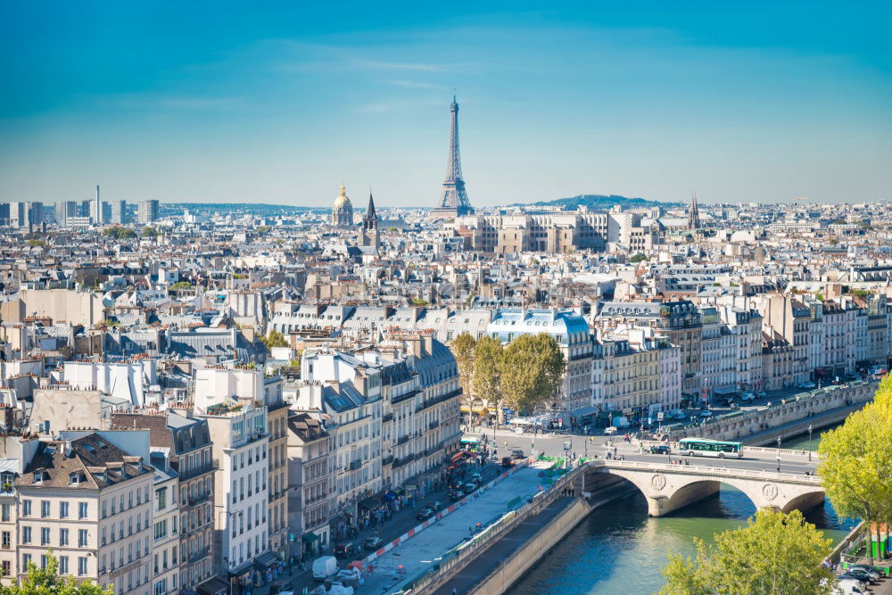 Paris cityscape with aerial architecture