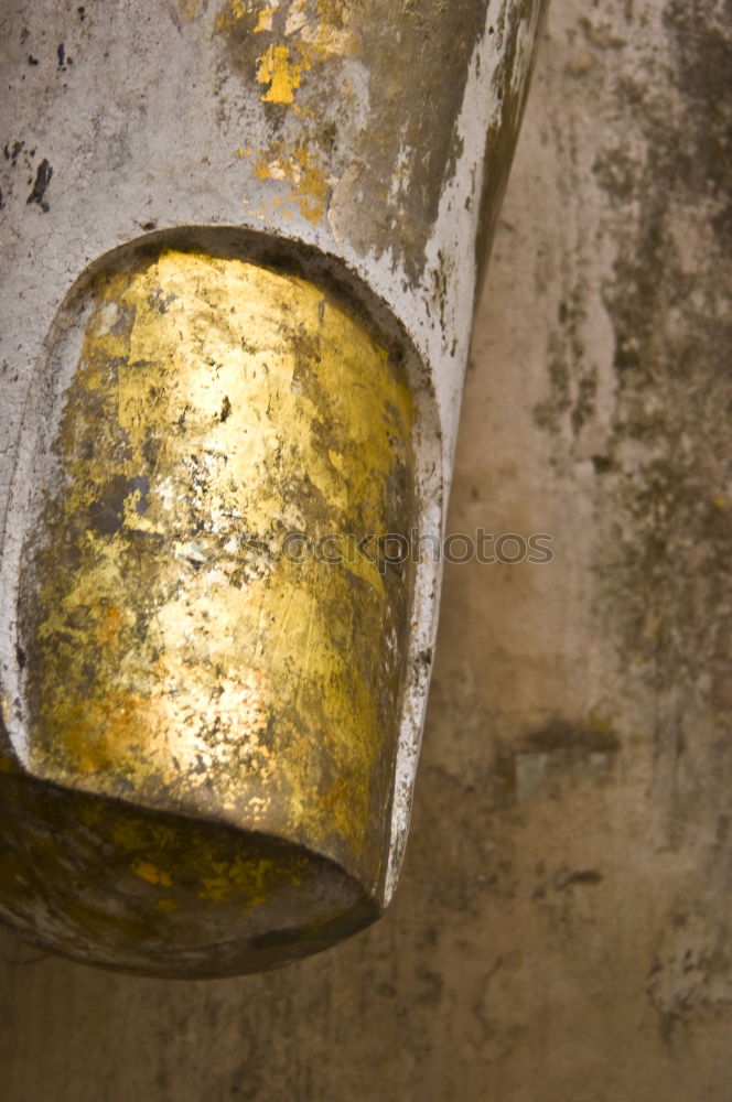 Image, Stock Photo ochre old house wall, windows, laundry