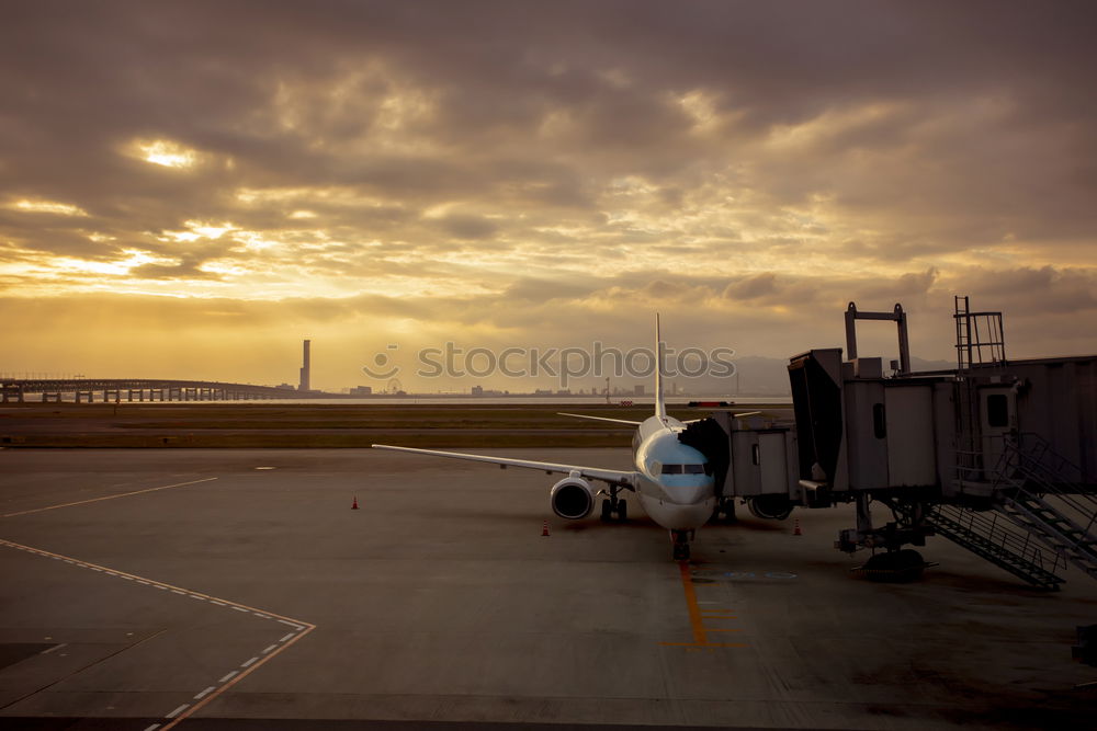 Similar – Image, Stock Photo evening flight Airplane