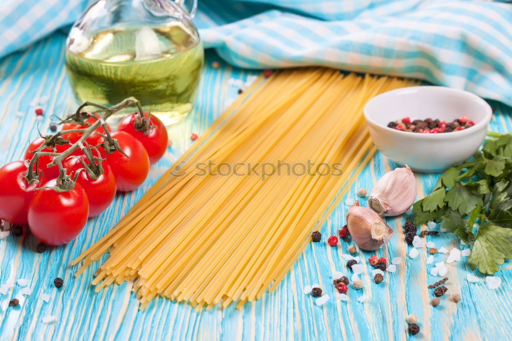 Similar – pasta spaghetti on black background