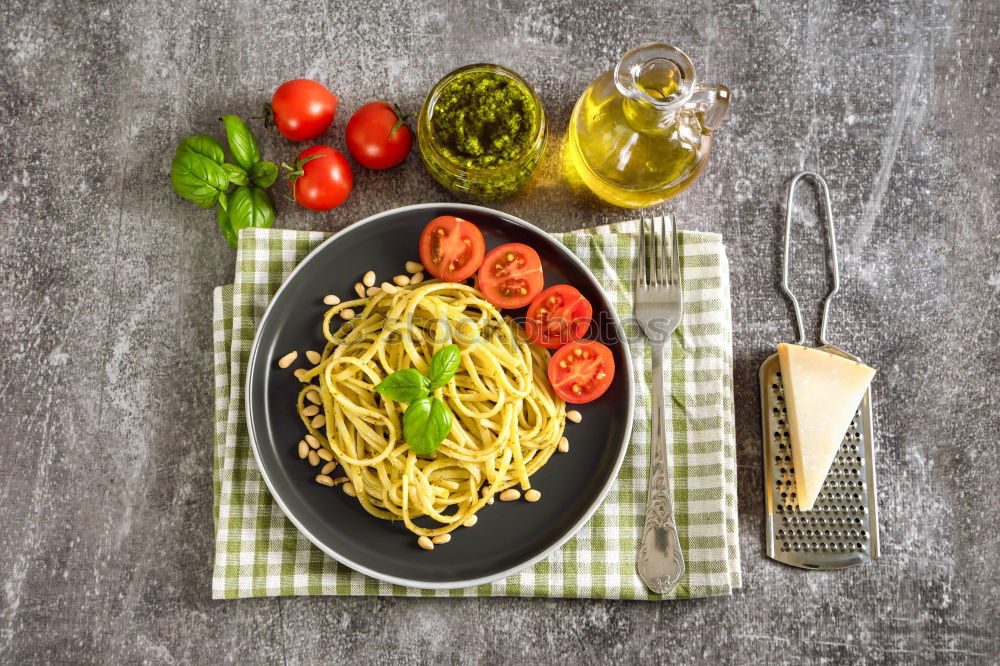 Similar – Image, Stock Photo Tomato-Basil Pasta Food