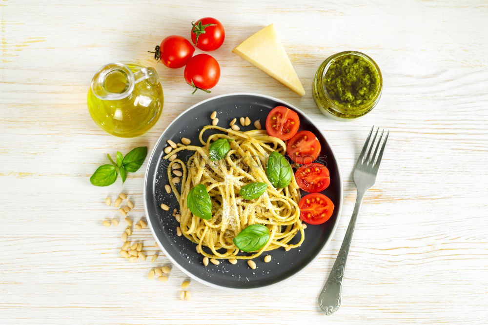 Similar – Image, Stock Photo Spaghetti with tomato sauce olives and capers