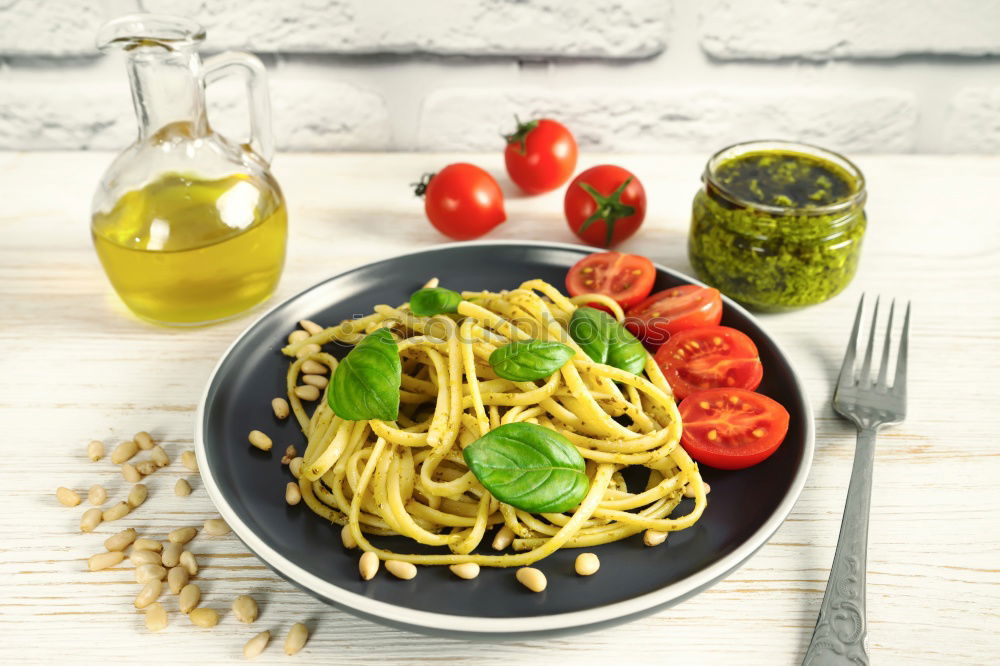 Similar – Image, Stock Photo Tomato-Basil Pasta Food